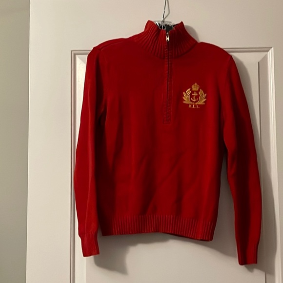 RALPH LAUREN JEANS COMPANY Red Half-Zip Sweater Sz M - Picture 1 of 6